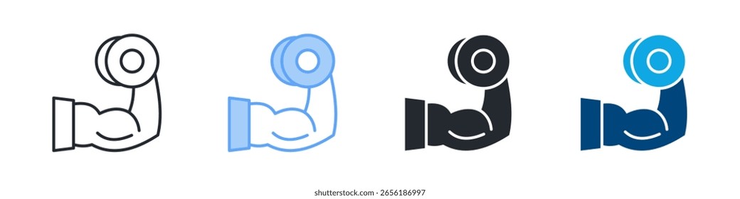 Gym Icon Set Multiple Style. Designed In Outline, Blue, Glyph, Dual Tone