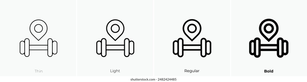 gym icon. Thin, Light Regular And Bold style design isolated on white background