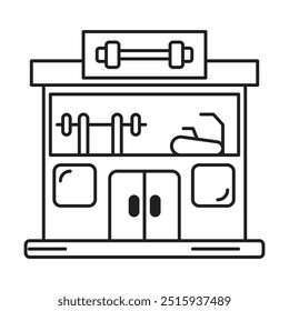 Vector del icono del gimnasio en el fondo blanco