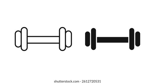 Gym icons in black fill and line style