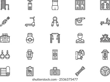A coleção de ícones da academia é uma ilustração vetorial com traçado editável.