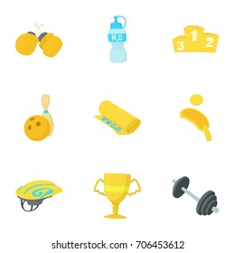 Gym icons set. Cartoon set of 9 gym vector icons for web isolated on white background