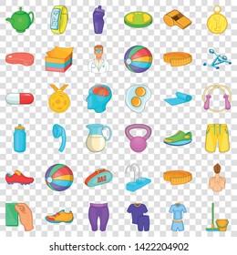 Gym icons set. Cartoon style of 36 gym vector icons for web for any design