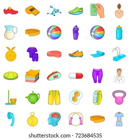 Gym icons set. Cartoon style of 36 gym vector icons for web isolated on white background