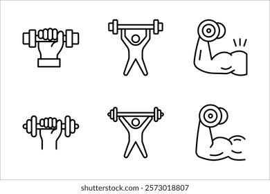 gym icons set, health signs and symbols, on white background.