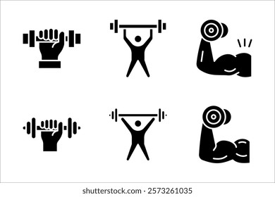 gym icons set, health signs and symbols, on white background.