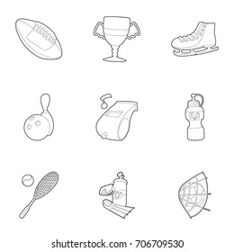 Gym icons set. Outline set of 9 gym vector icons for web isolated on white background