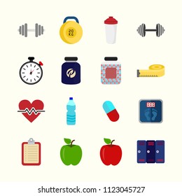 Gym icons set vector 