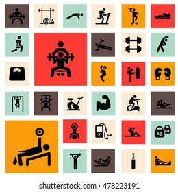 Gym Icons Set. Vector icons