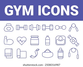 GYM icons vector. gym fitness icons set. gym sport icons. gym weights equipments
