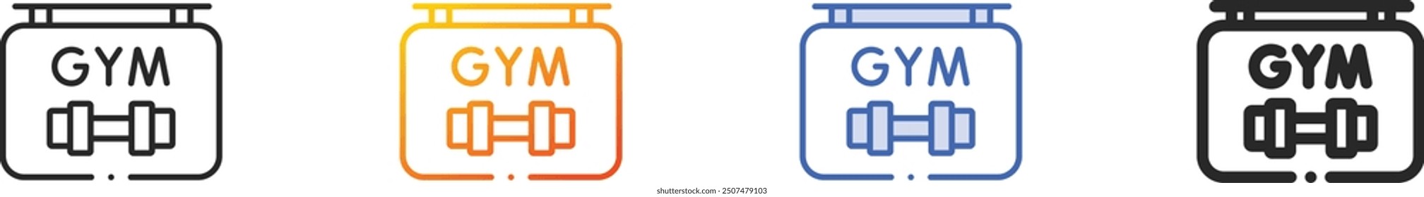 gym icon.Thin Linear, Gradient, Blue Stroke and bold Style Design Isolated On White Background