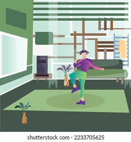 GYM illustration for strong, training, activity, fitness, cartoon, sports, 
