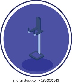 gym implements and accessories, vector image multicolored circular purple background