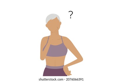 Gym instructor senior woman with doubts