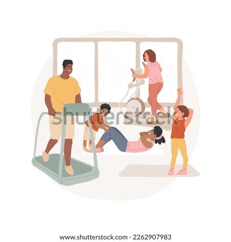 Gym isolated cartoon vector illustration. Community fitness club, local public place, residential area gym, condo facility, families exercising together, active lifestyle vector cartoon.