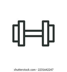 Icono aislado de gimnasio, icono lineal de dobladillo, icono vector de contorno de fitness con trazo editable
