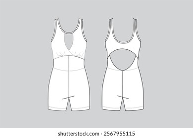 Gym Jumpsuit Gym Clothes vector, technical fashion illustration, Sportwear vector 