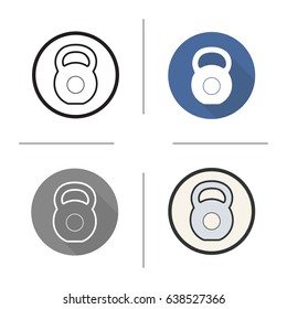 Gym kettlebell icon. Flat design, linear and color styles. Isolated vector illustrations
