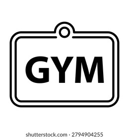 Gym label icon with outline design exercise training minimalist lifestyle bodybuilding