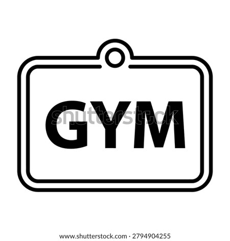 Gym label icon with outline design exercise training minimalist lifestyle bodybuilding
