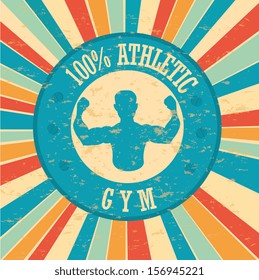 gym label  over grunge background vector illustration 
