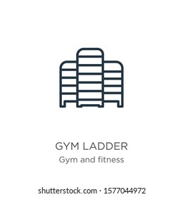 Gym ladder icon. Thin linear gym ladder outline icon isolated on white background from gym and fitness collection. Line vector sign, symbol for web and mobile