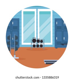 gym landscape round icon