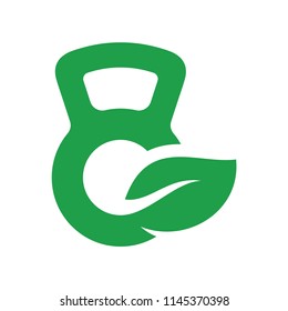 Gym with Leaf logo vector, Gym logo template