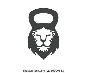 Turnhalle Löwe Logo Kettlebell Form Vorlage Illustration