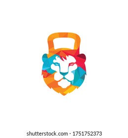 Gym lion logo template design. Fitness gym badge illustration.