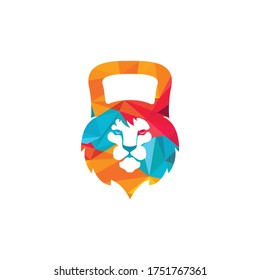 Gym lion logo template design. Fitness gym badge illustration.