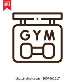 Vector de icono de la línea de ubicación del gimnasio. Concepto de icono de gimnasio. Ilustración vectorial Eps 10.