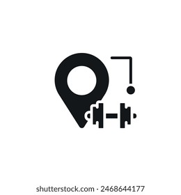 Gym location simple glyph icon. Vector solid isolated black illustration.