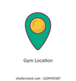 Gym Location Vector Filled outline Icon Design illustration. Workout Symbol on White background EPS 10 File