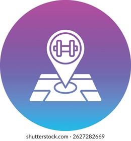 Icono de Vector de Locación de gimnasio. Se puede utilizar para aplicaciones de impresión, móviles y de Web.