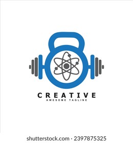 Gym with lock logo design icon