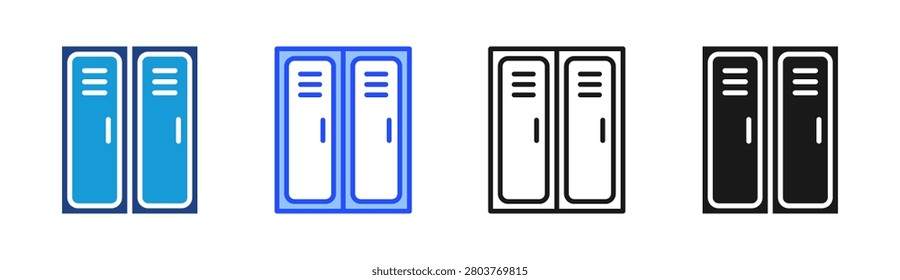Gym Locker icon set multiple style collection