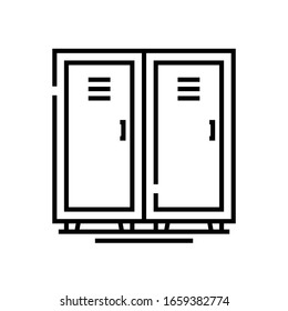 Icono de línea de bloqueo de gimnasio, signo de concepto, ilustración de vector de contorno, símbolo lineal.