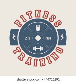 Gym logo, badge, label, mark in vintage style. Vector illustration. Graphic Art

