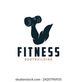 Gym logo design vintage retro human silhouette sport fitness bodybuilder simple elegant