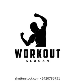 Gym logo design vintage retro human silhouette sport fitness bodybuilder simple elegant