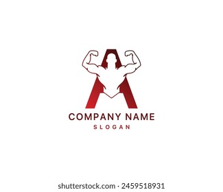 A Gym logo fitness bodybuilding muscles illustration