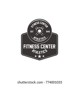 Gym logo, fitness logo, disc barbell logo