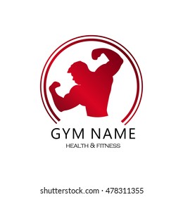 Gym Logo. Fitness Energy Logo. Body Builder Brand Identity. Red Vector Logo Template