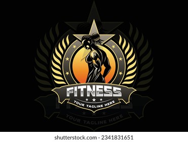 Gym logo fitness logo female athletic logo physical exercise logo