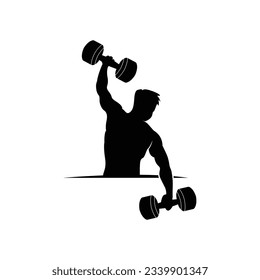 Gym Logo, Fitness Health Vector, Muscle Workout Silhouette Design, Fitness Club