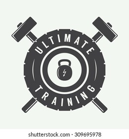 Gym logo, label and or badge vintage style. Vector illustration