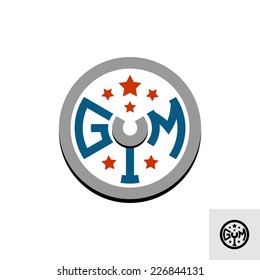 Gym logo template. Barbell weight disk concept.