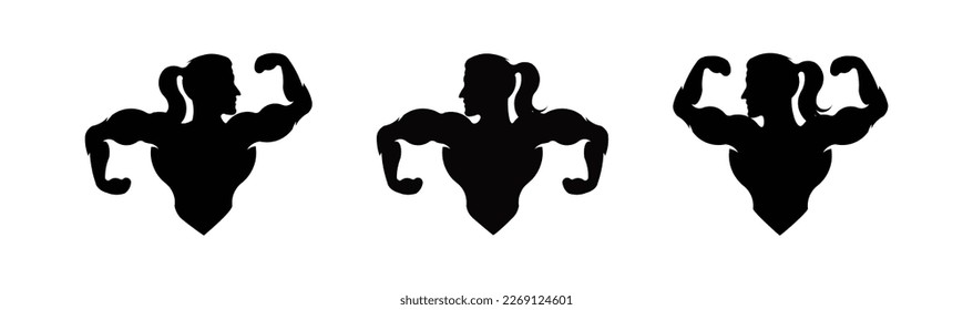 GYM logo vector icon illustration,Fitness club logo with exercising athletic man and woman  vector illustration.
