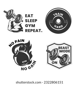 Ilustración vectorial con logotipo Gym con citas